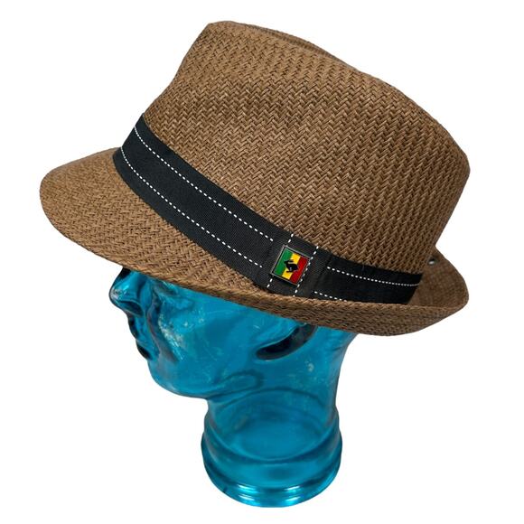 Peter Grimm Fedora Hat One Size Brown Black Striped Band 100% Paper Pork Pie Cap - Picture 3 of 8